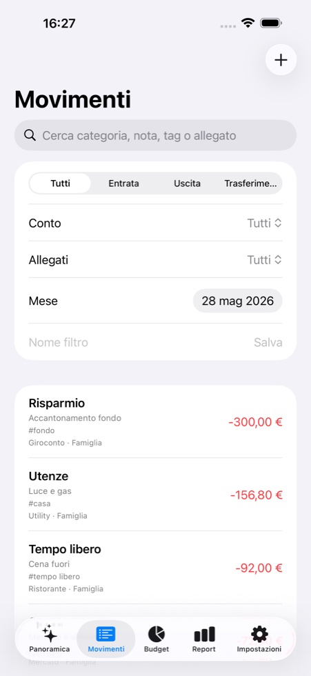 Lista movimenti GASIP
